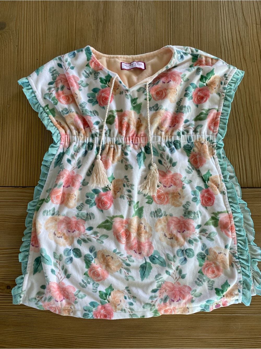 cheeky plum Floral Drawstring Girls' cover-up- Peach & Mint